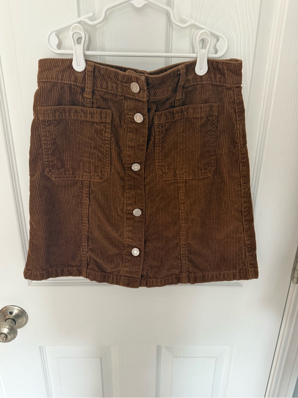 GAP Brown Corduroy Button-Front Mini Skirt